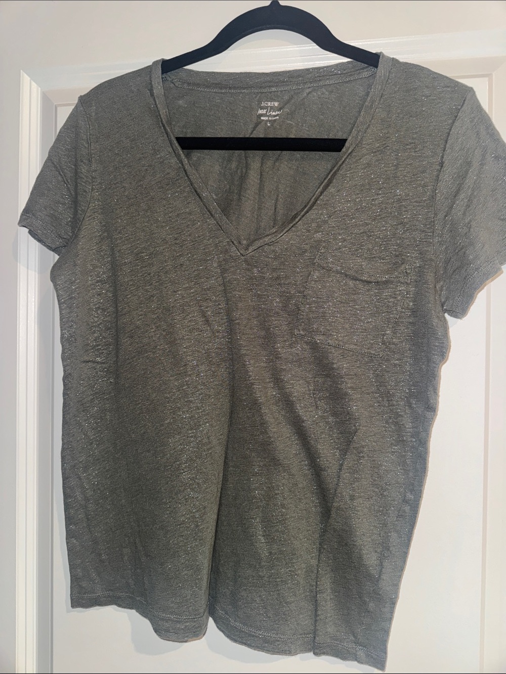 J. Crew Gray V-Neck Pocket Tee